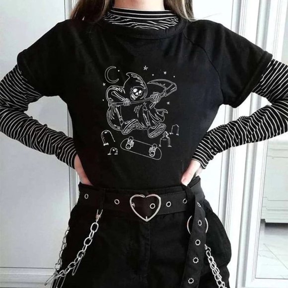 NWT - Women's Skateboarding Grim Reaper T-Shirt - Picture 2 of 3
